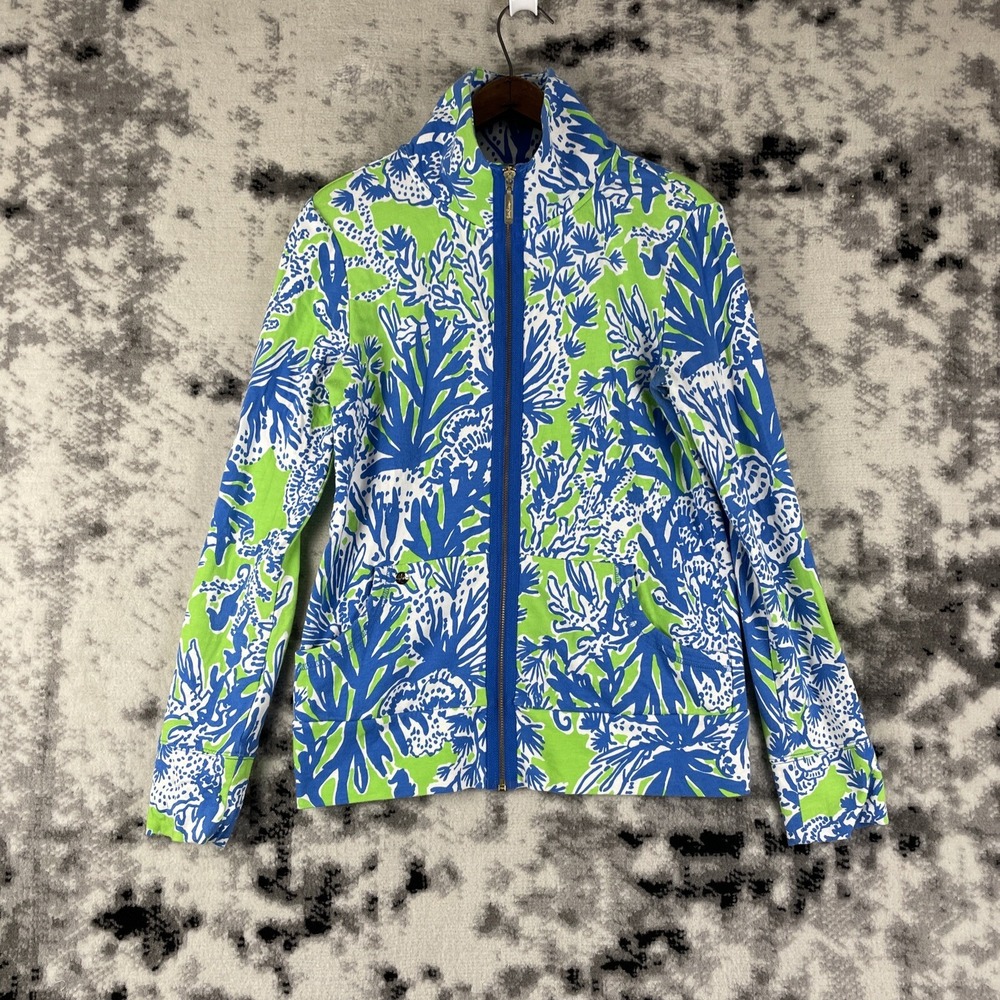 Lilly Pulitzer Legna Full Zip Jacket Womens Size Small Floral Colorful Cotton